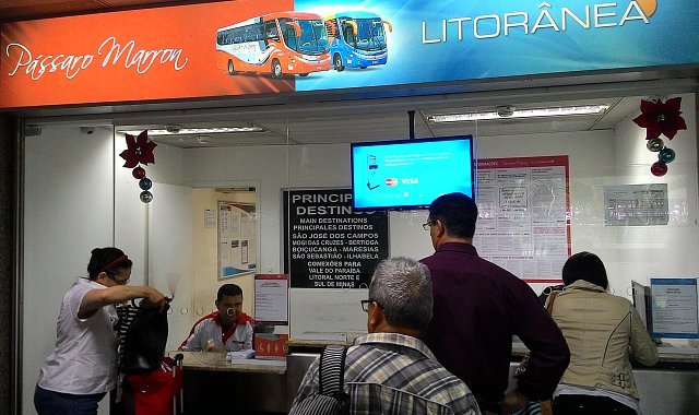 Loja de venda de passagens de ônibus para Aparecida e a Canção Nova no aeroporto de Guarulhos - foto Viagens de Fé