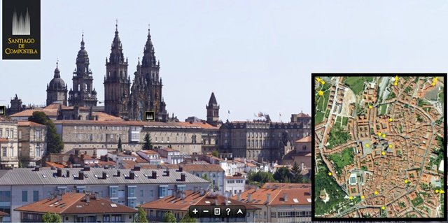 Tela da visita virtual a Santiago de Compostela - Galicia