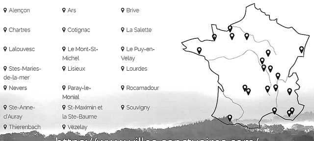 Mapa om a localização das cidades-santuário da França