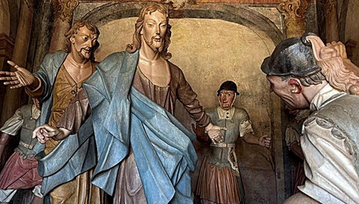 Detalhe das imagens de Cristo e os Apóstolos, obra de Aleijadinho, expostas em Congonhas, Minas Gerais - foto André Brasil, Iphan