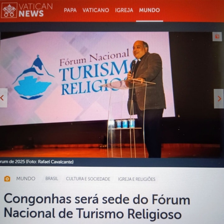 Uma das notícias publicado no portal Vatican News sobre o Fórum Nacional de Turismo Religioso - reprodução
